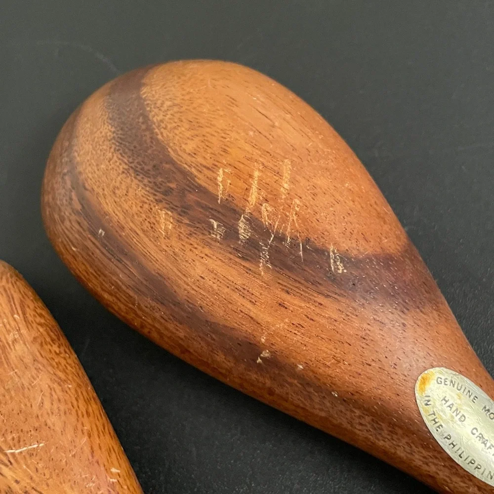 Set of 2 Genuine MONKEY POD Hand Crafted Wood Salad Spoon & Fork Serving Set